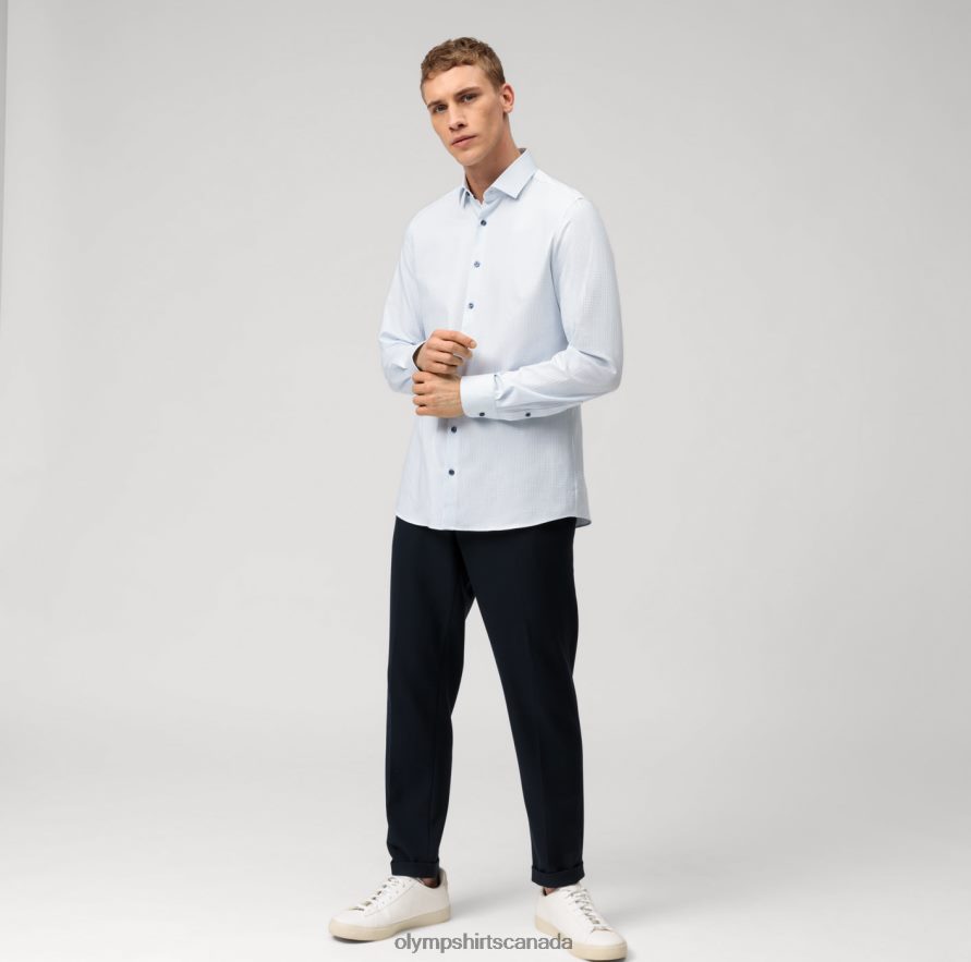 OLYMP Level Five 24/Seven Body Fit Business Shirt Modern Kent Bleu H2P42H398 Clothing