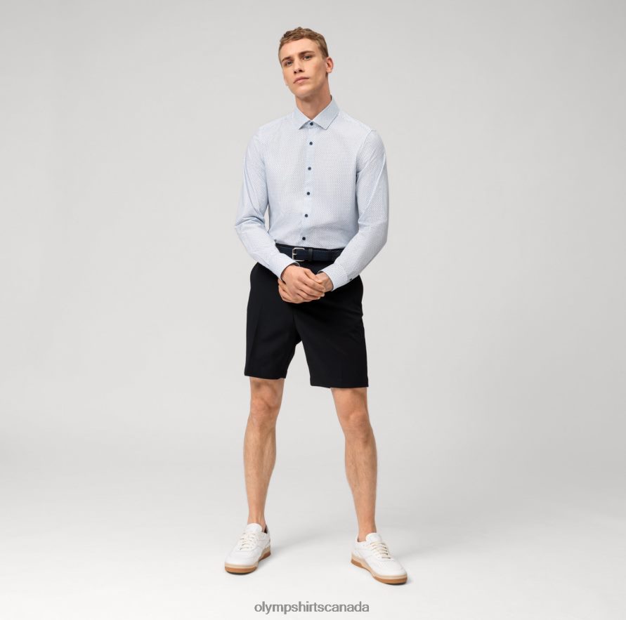 OLYMP Level Five 24/Seven Body Fit Business Shirt Modern Kent Bleu H2P42H439 Clothing