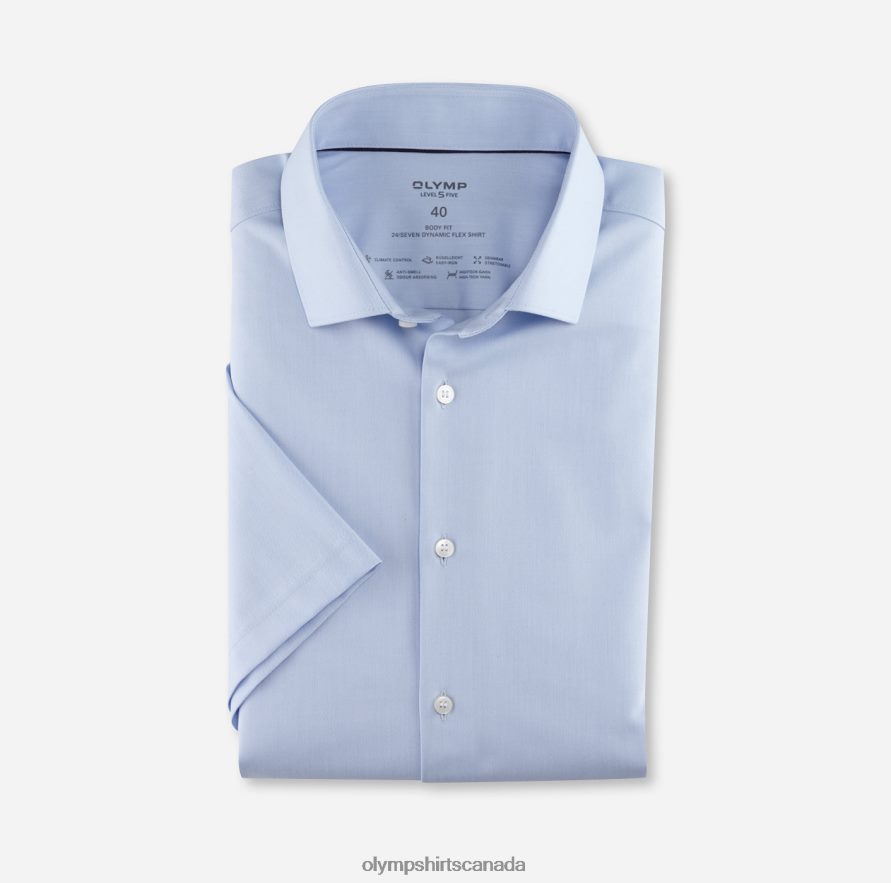OLYMP Level Five 24/Seven Body Fit Business Shirt Modern Kent Bleu H2P42H504 Clothing