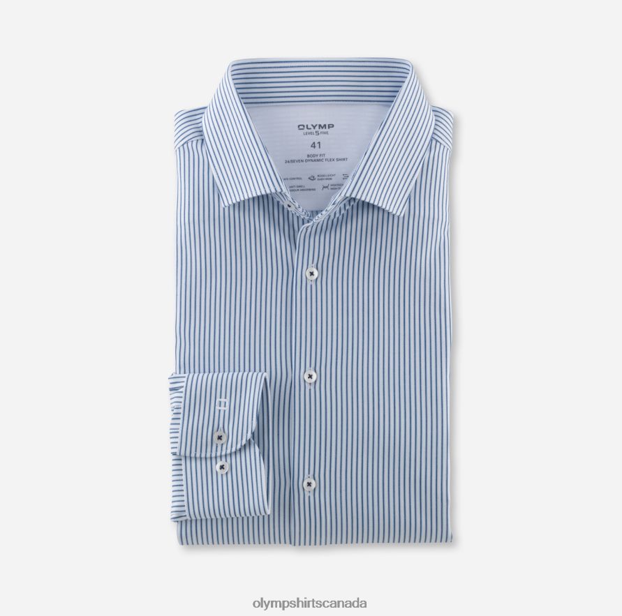 OLYMP Level Five 24/Seven Body Fit Business Shirt Modern Kent Bleu H2P42H548 Clothing