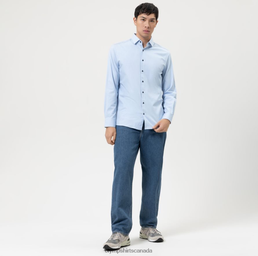 OLYMP Level Five 24/Seven Body Fit Business Shirt Modern Kent Bleu H2P42H573 Clothing