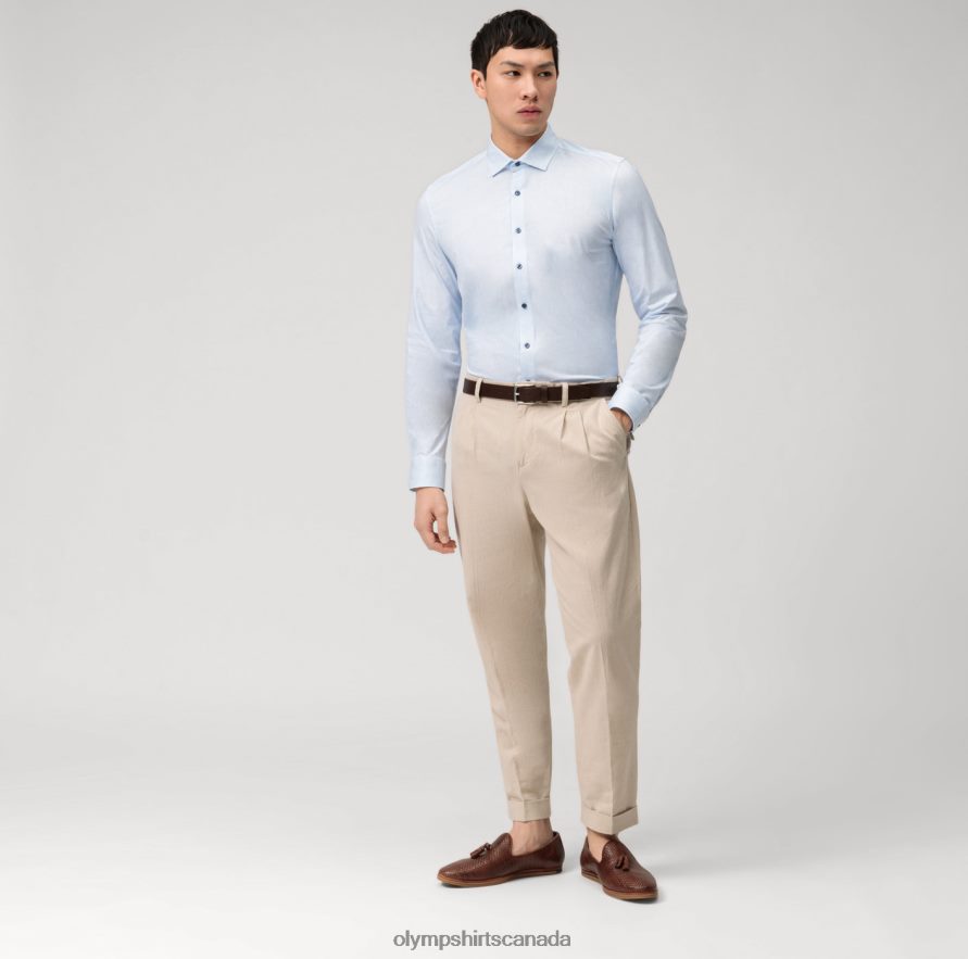 OLYMP Level Five 24/Seven Body Fit Business Shirt Modern Kent Bleu H2P42H594 Clothing