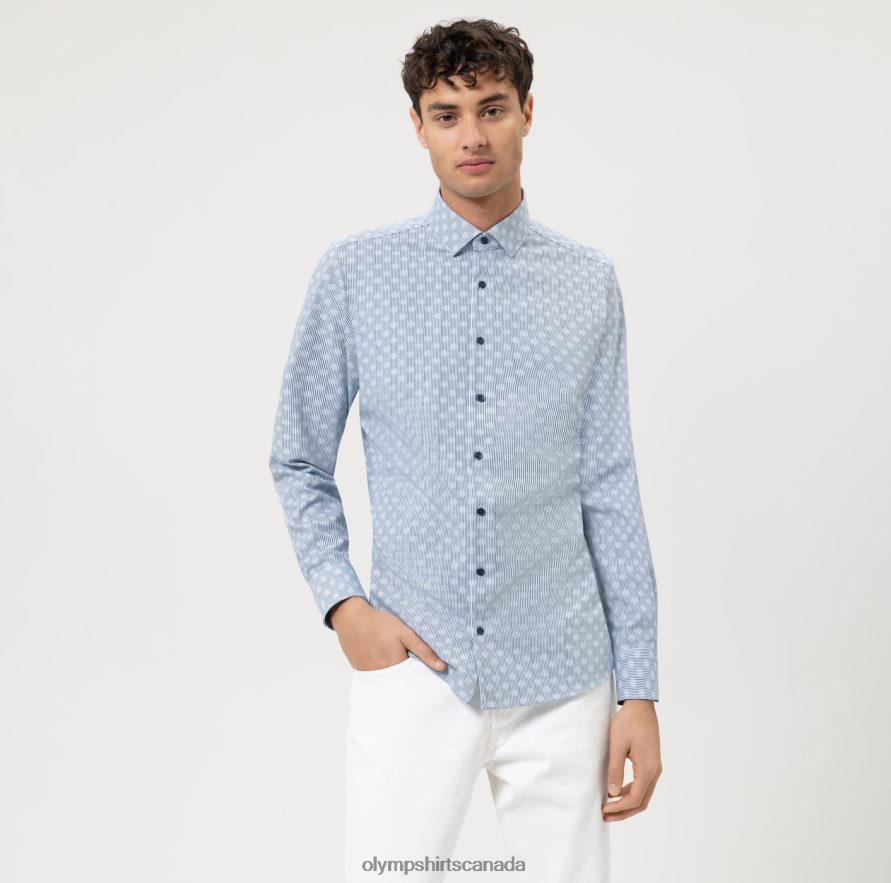 OLYMP Level Five 24/Seven Body Fit Business Shirt Modern Kent Bleu H2P42H633 Clothing