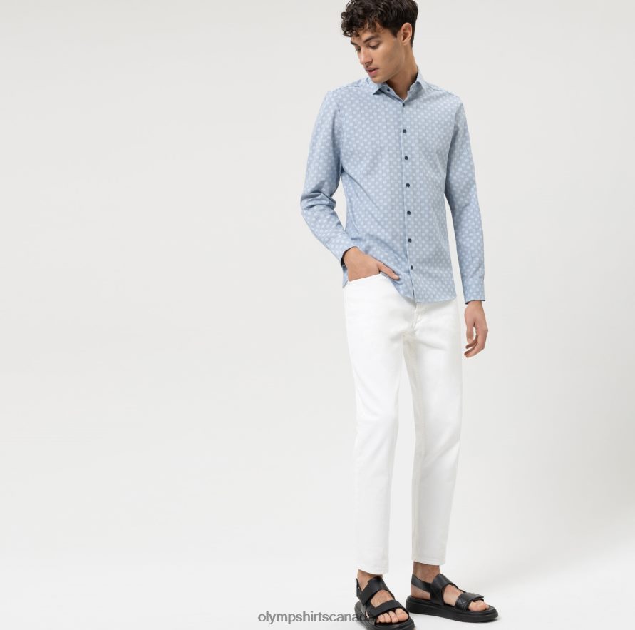 OLYMP Level Five 24/Seven Body Fit Business Shirt Modern Kent Bleu H2P42H633 Clothing