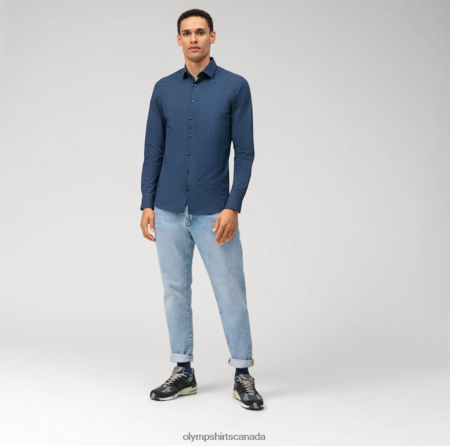 OLYMP Level Five 24/Seven Body Fit Business Shirt Modern Kent Bleu H2P42H734 Clothing