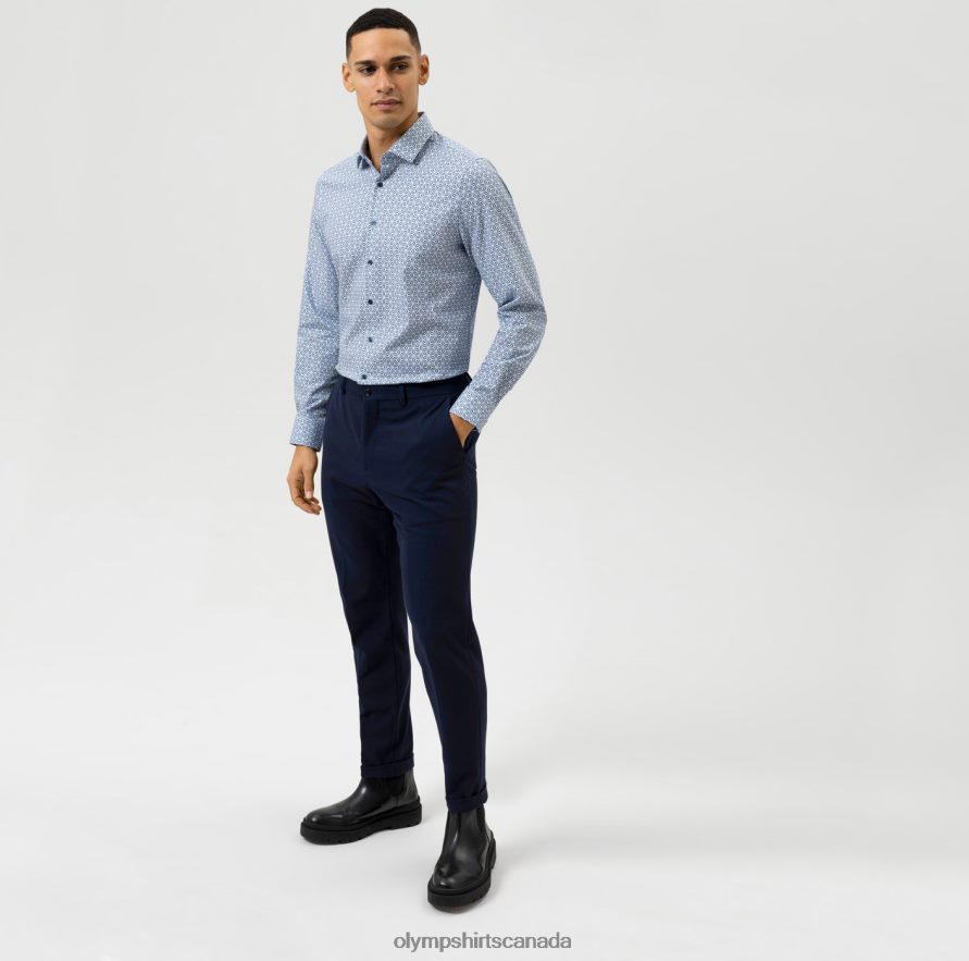 OLYMP Level Five 24/Seven Body Fit Business Shirt Modern Kent Bleu H2P42H736 Clothing