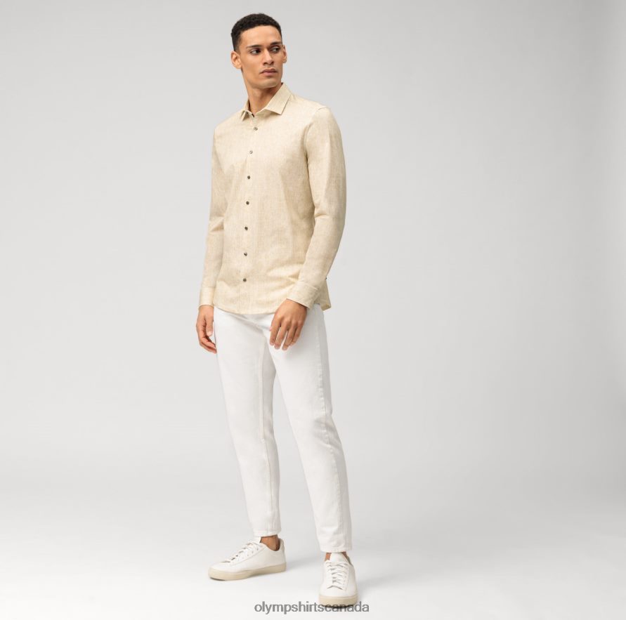 OLYMP Level Five 24/Seven Body Fit Business Shirt Modern Kent Brass H2P42H712 Clothing