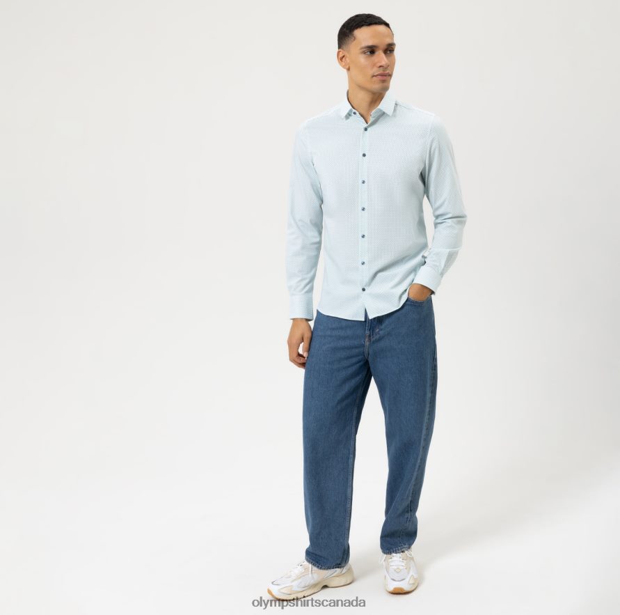 OLYMP Level Five 24/Seven Body Fit Business Shirt Modern Kent Emerald H2P42H598 Clothing