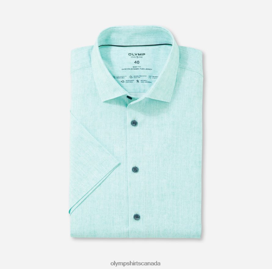 OLYMP Level Five 24/Seven Body Fit Business Shirt Modern Kent Emerald H2P42H653 Clothing