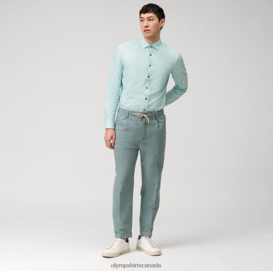 OLYMP Level Five 24/Seven Body Fit Business Shirt Modern Kent Emerald H2P42H672 Clothing