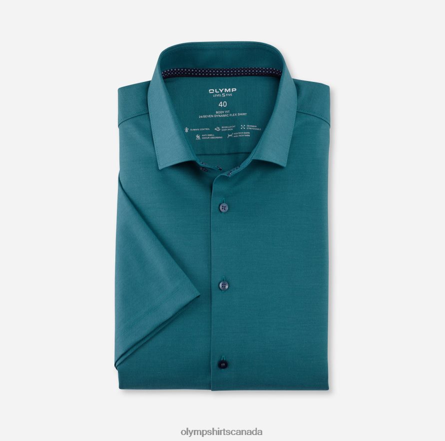 OLYMP Level Five 24/Seven Body Fit Business Shirt Modern Kent Emerald H2P42H738 Clothing