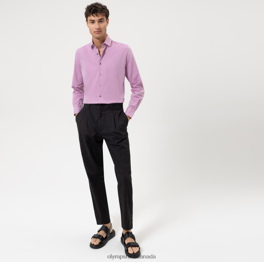 OLYMP Level Five 24/Seven Body Fit Business Shirt Modern Kent Fuchsia H2P42H511 Clothing