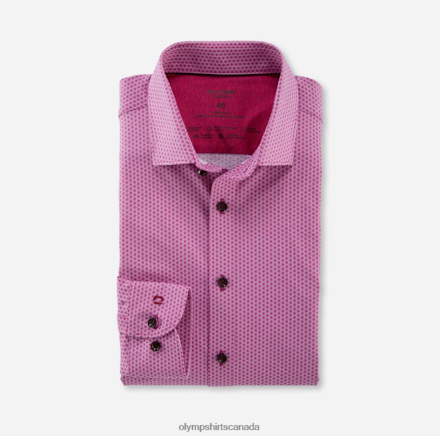 OLYMP Level Five 24/Seven Body Fit Business Shirt Modern Kent Fuchsia H2P42H512 Clothing