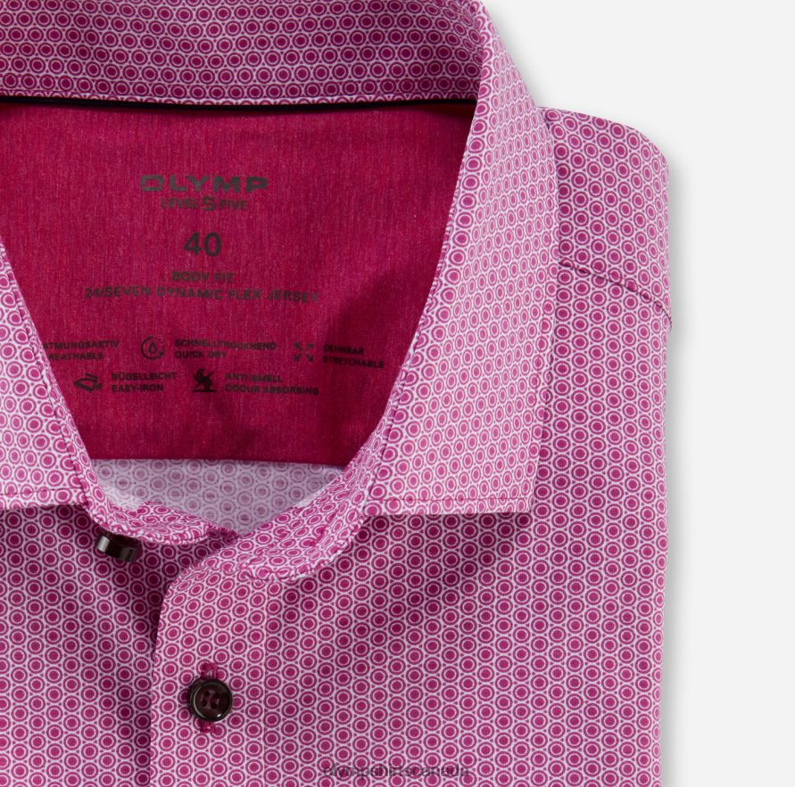 OLYMP Level Five 24/Seven Body Fit Business Shirt Modern Kent Fuchsia H2P42H512 Clothing