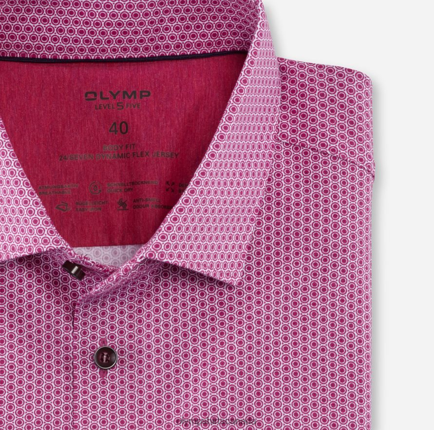 OLYMP Level Five 24/Seven Body Fit Business Shirt Modern Kent Fuchsia H2P42H625 Clothing