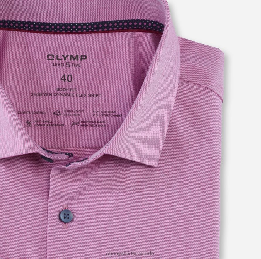 OLYMP Level Five 24/Seven Body Fit Business Shirt Modern Kent Fuchsia H2P42H666 Clothing