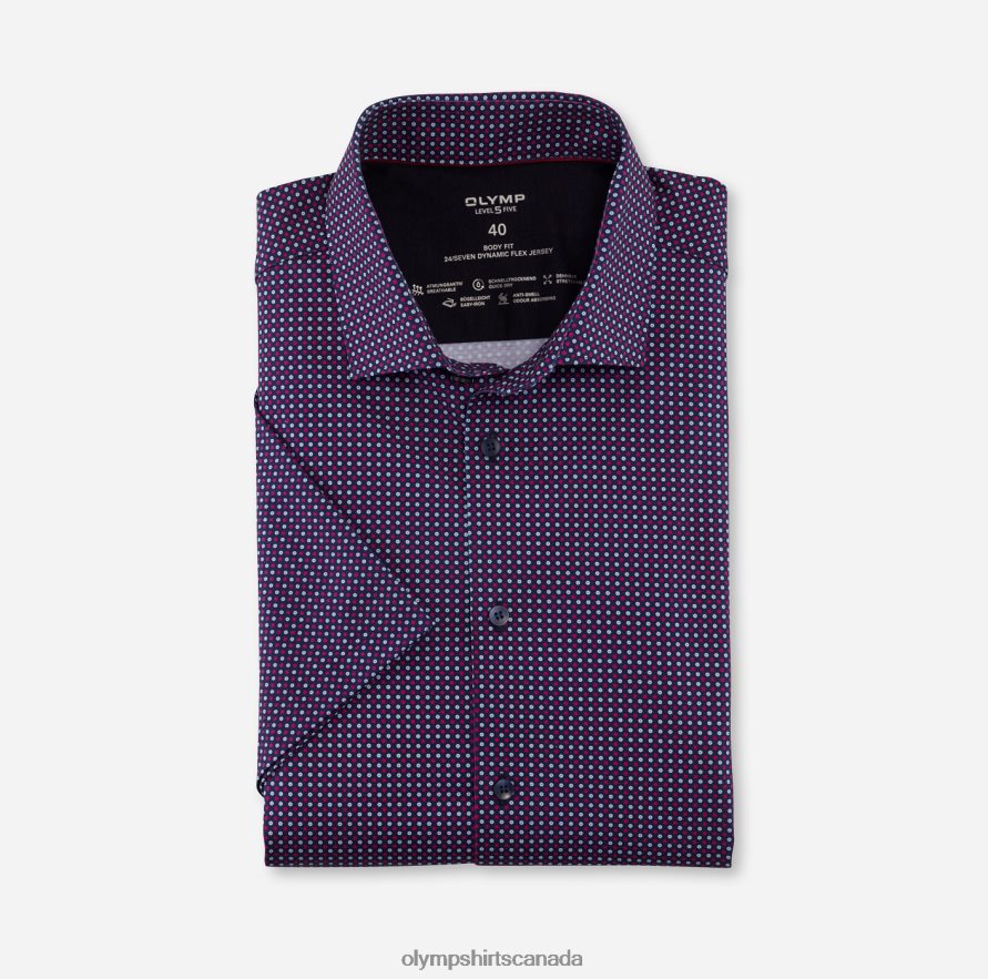 OLYMP Level Five 24/Seven Body Fit Business Shirt Modern Kent Fuchsia H2P42H678 Clothing