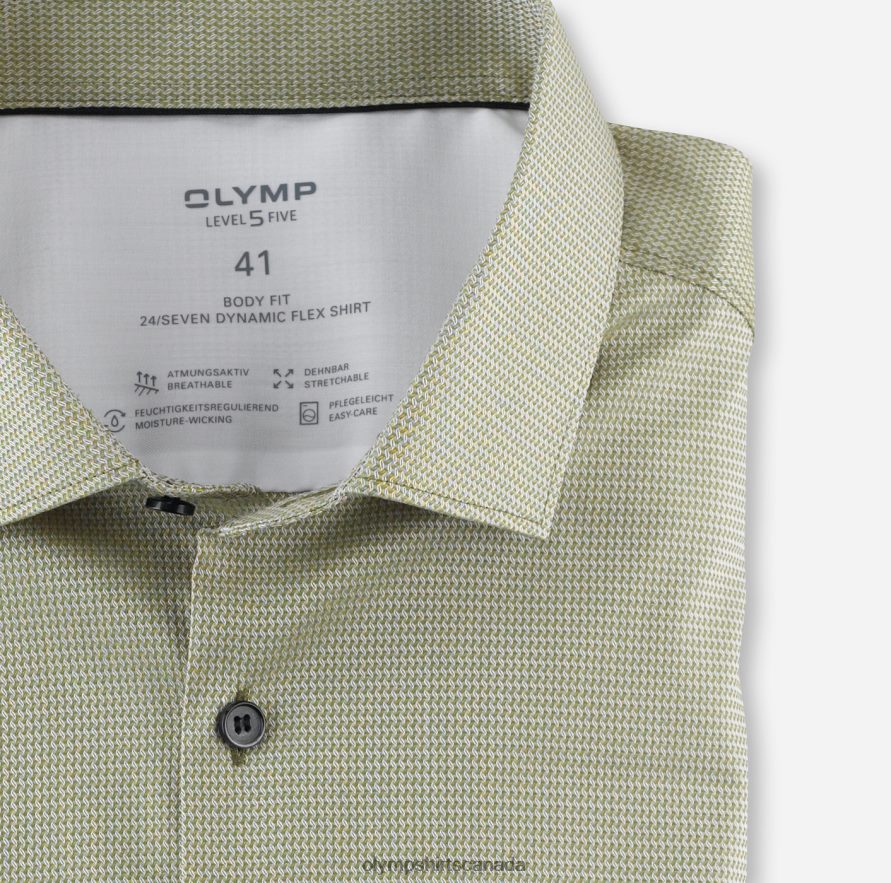 OLYMP Level Five 24/Seven Body Fit Business Shirt Modern Kent Lime Green H2P42H727 Clothing