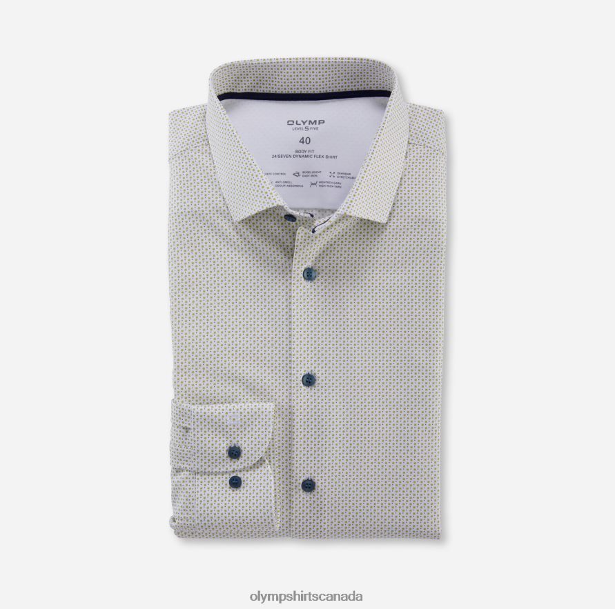 OLYMP Level Five 24/Seven Body Fit Business Shirt Modern Kent Lime H2P42H546 Clothing