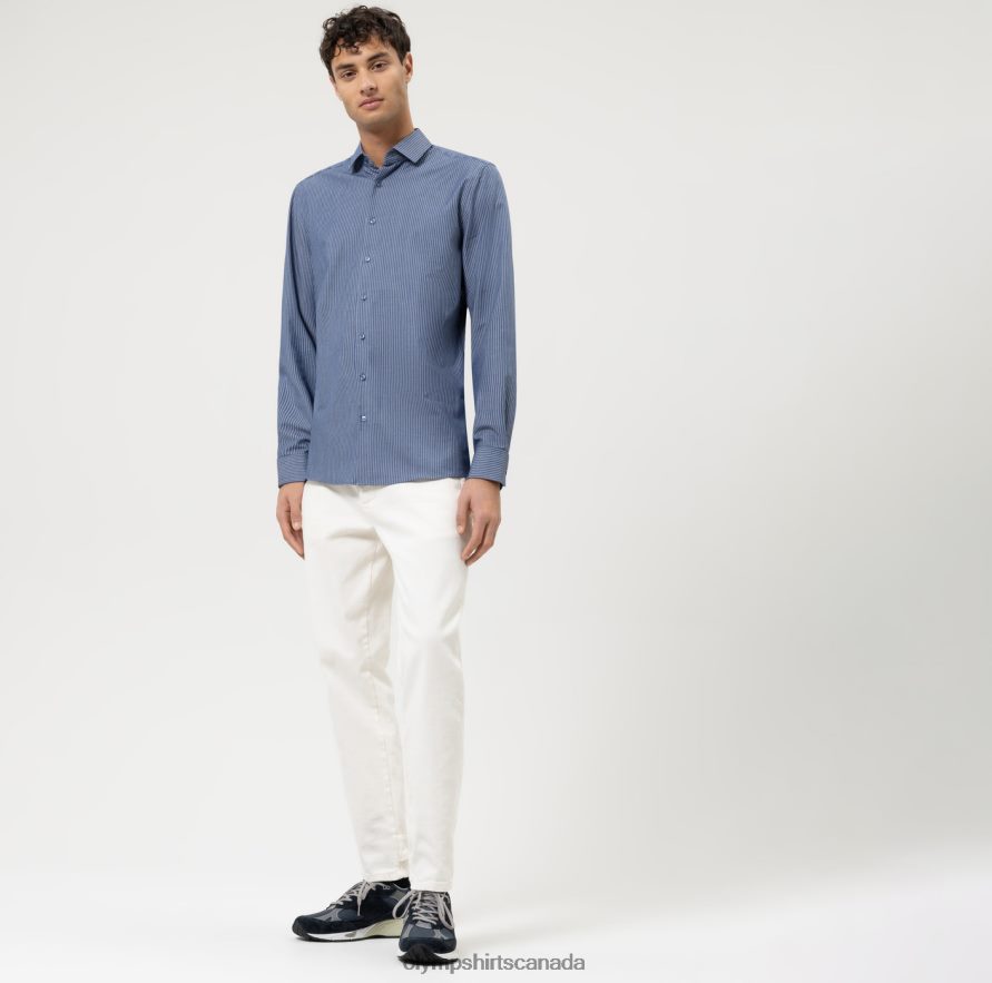 OLYMP Level Five 24/Seven Body Fit Business Shirt Modern Kent Marine H2P42H380 Clothing