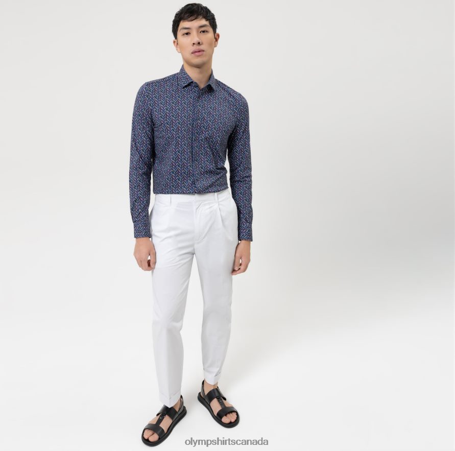 OLYMP Level Five 24/Seven Body Fit Business Shirt Modern Kent Marine H2P42H517 Clothing