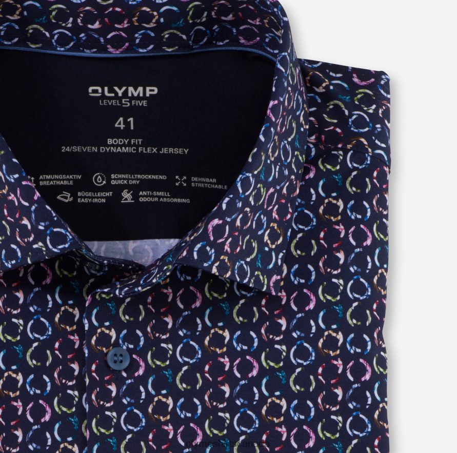OLYMP Level Five 24/Seven Body Fit Business Shirt Modern Kent Marine H2P42H708 Clothing