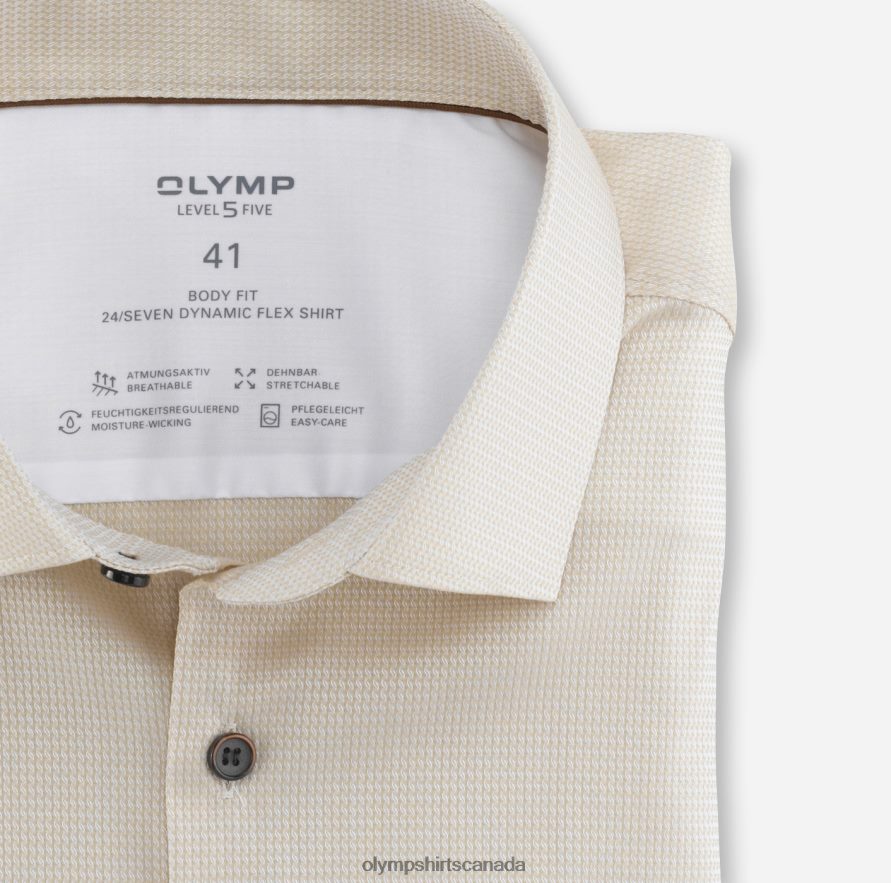 OLYMP Level Five 24/Seven Body Fit Business Shirt Modern Kent Natural H2P42H821 Clothing