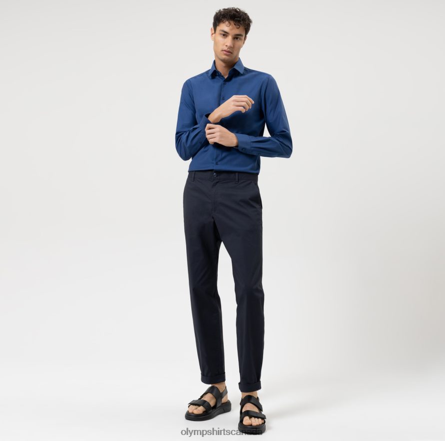 OLYMP Level Five 24/Seven Body Fit Business Shirt Modern Kent Nuremberg Blue H2P42H364 Clothing