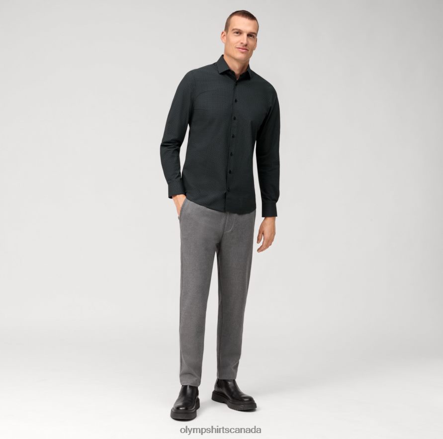 OLYMP Level Five 24/Seven Body Fit Business Shirt Modern Kent Olive H2P42H447 Clothing