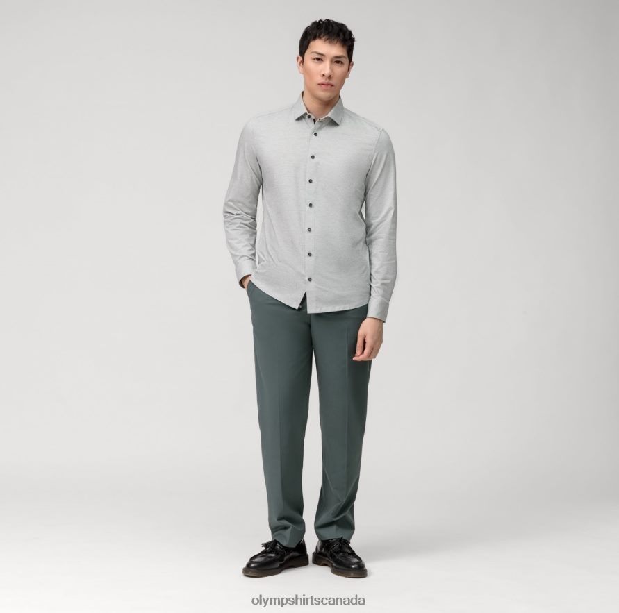 OLYMP Level Five 24/Seven Body Fit Business Shirt Modern Kent Olive H2P42H544 Clothing