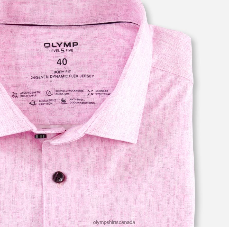 OLYMP Level Five 24/Seven Body Fit Business Shirt Modern Kent Pink H2P42H698 Clothing