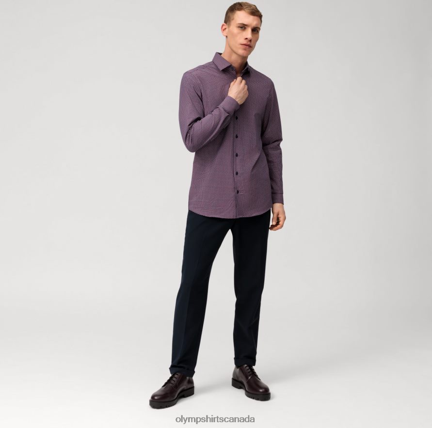 OLYMP Level Five 24/Seven Body Fit Business Shirt Modern Kent Red H2P42H492 Clothing