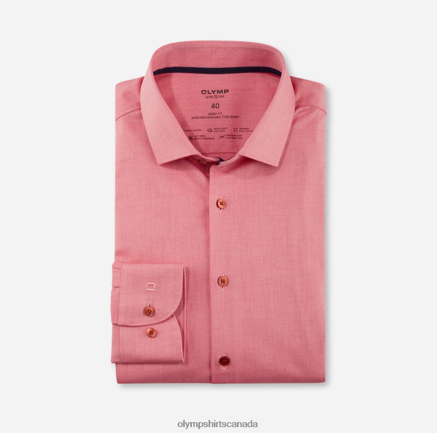 OLYMP Level Five 24/Seven Body Fit Business Shirt Modern Kent Red H2P42H563 Clothing