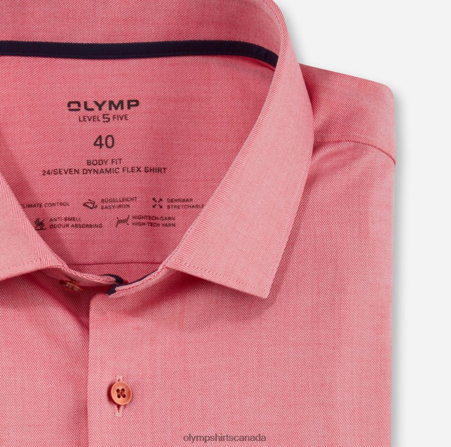 OLYMP Level Five 24/Seven Body Fit Business Shirt Modern Kent Red H2P42H563 Clothing