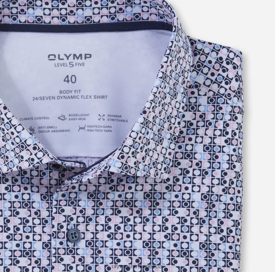 OLYMP Level Five 24/Seven Body Fit Business Shirt Modern Kent Rose H2P42H561 Clothing