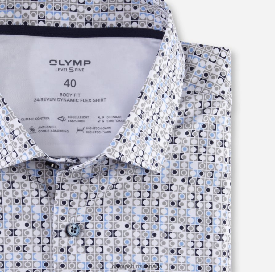 OLYMP Level Five 24/Seven Body Fit Business Shirt Modern Kent Taupe H2P42H671 Clothing