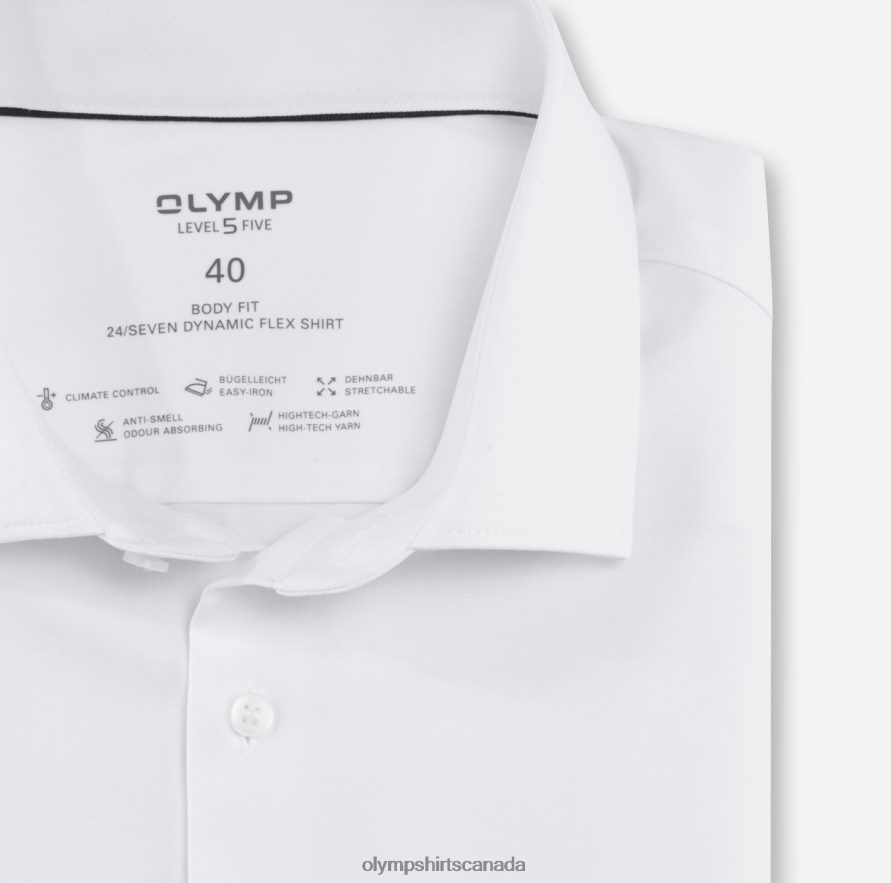 OLYMP Level Five 24/Seven Body Fit Business Shirt Modern Kent White H2P42H461 Clothing