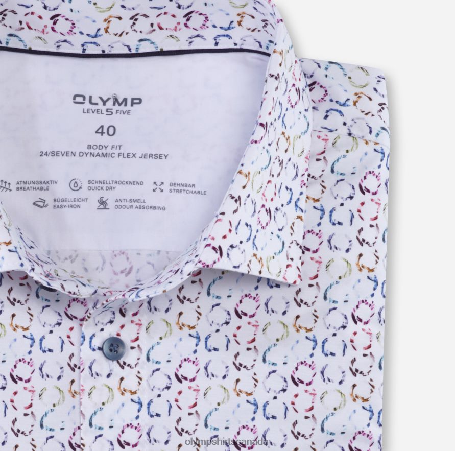 OLYMP Level Five 24/Seven Body Fit Business Shirt Modern Kent White H2P42H710 Clothing