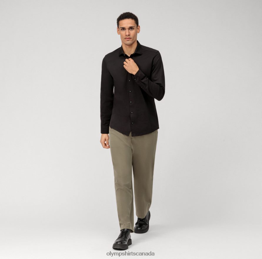 OLYMP Level Five 24/Seven Body Fit Business Shirt New York Kent Black H2P42H389 Clothing