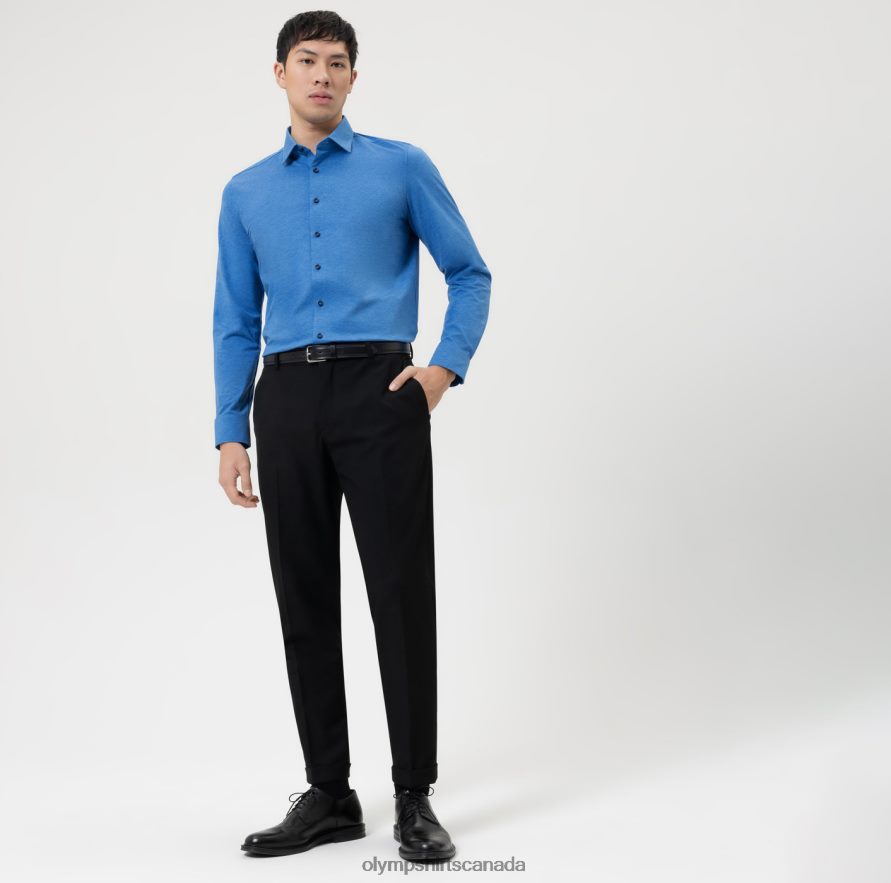 OLYMP Level Five 24/Seven Body Fit Business Shirt New York Kent Blue H2P42H344 Clothing
