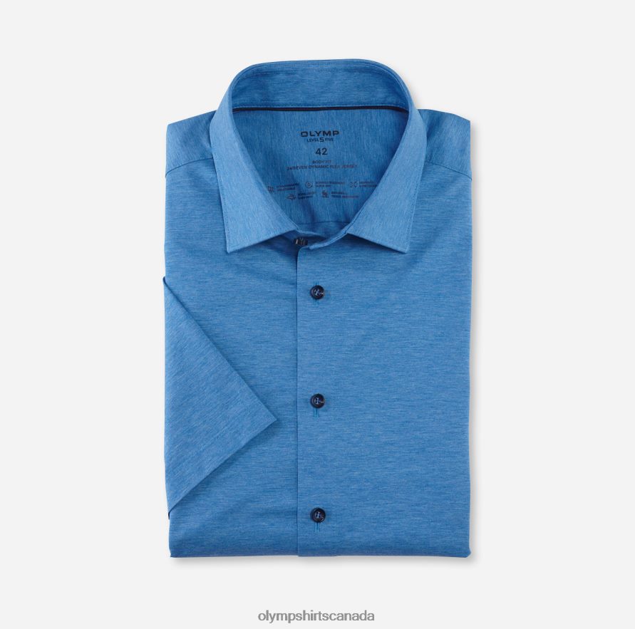 OLYMP Level Five 24/Seven Body Fit Business Shirt New York Kent Blue H2P42H695 Clothing