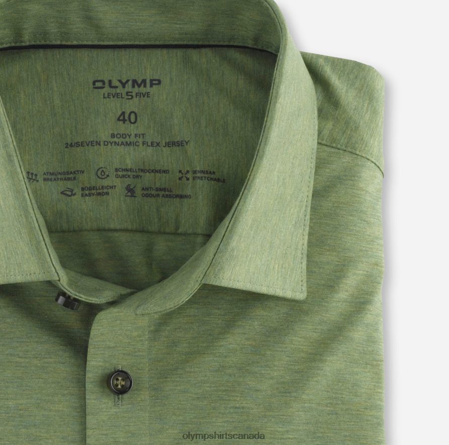 OLYMP Level Five 24/Seven Body Fit Business Shirt New York Kent Crystal Green H2P42H722 Clothing