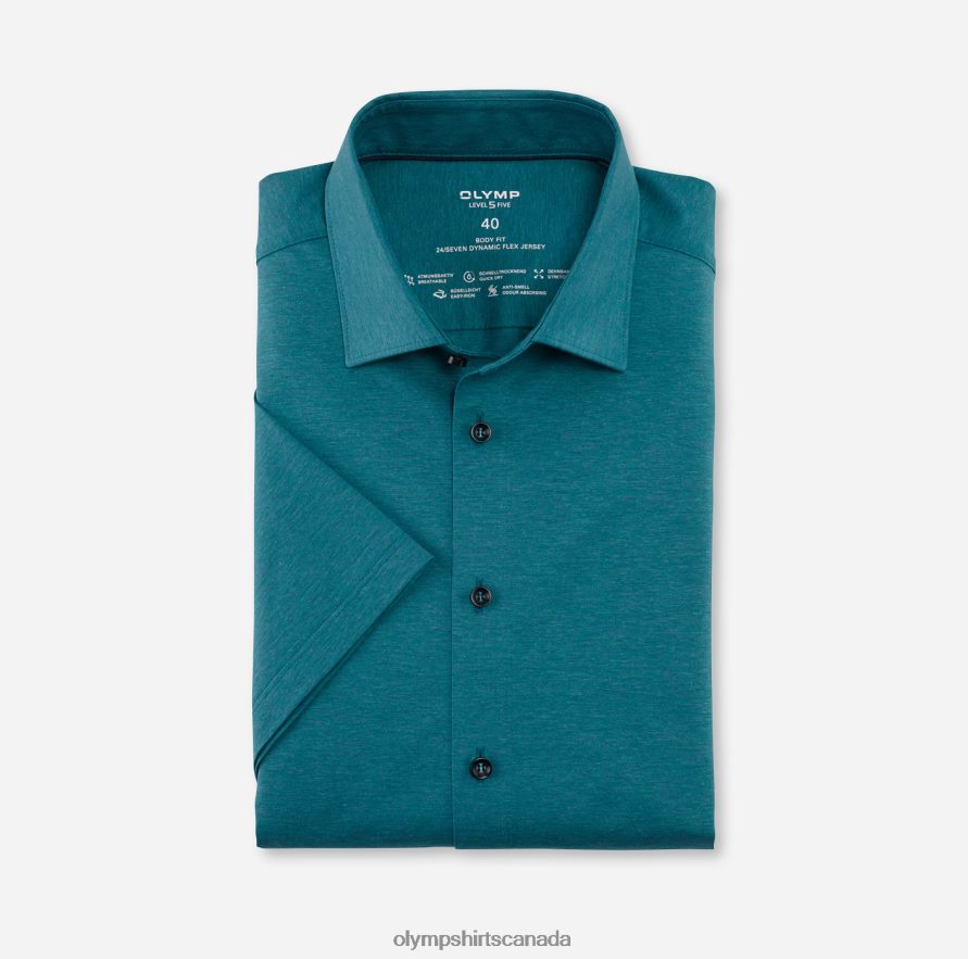 OLYMP Level Five 24/Seven Body Fit Business Shirt New York Kent Emerald H2P42H531 Clothing