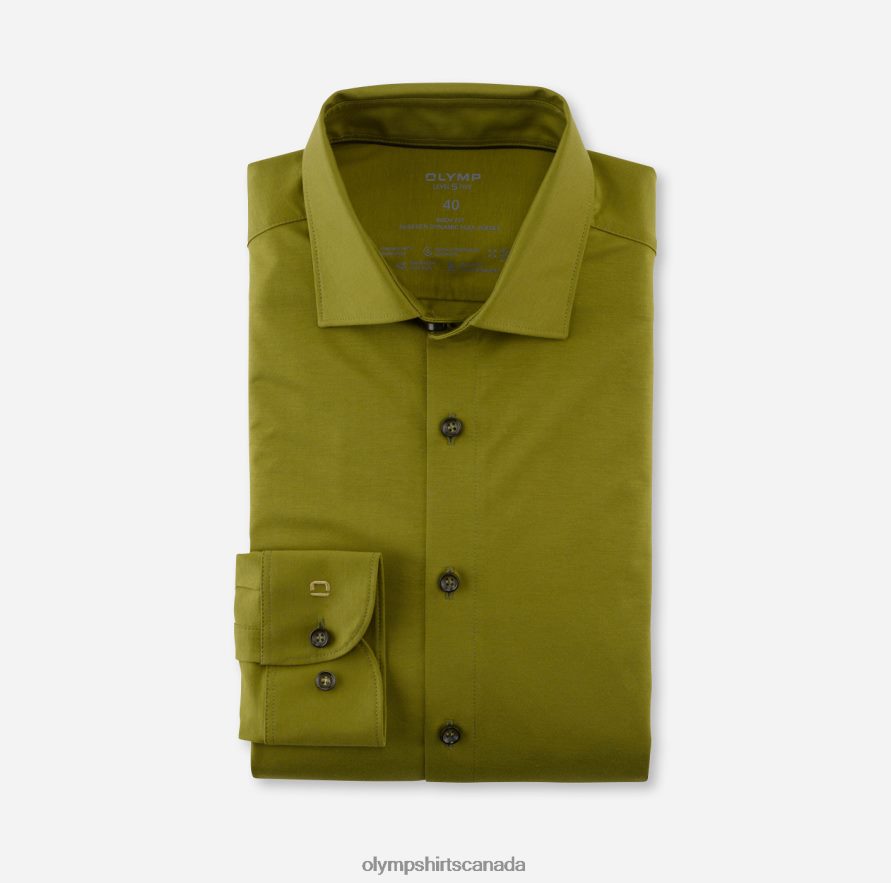 OLYMP Level Five 24/Seven Body Fit Business Shirt New York Kent Khaki H2P42H793 Clothing