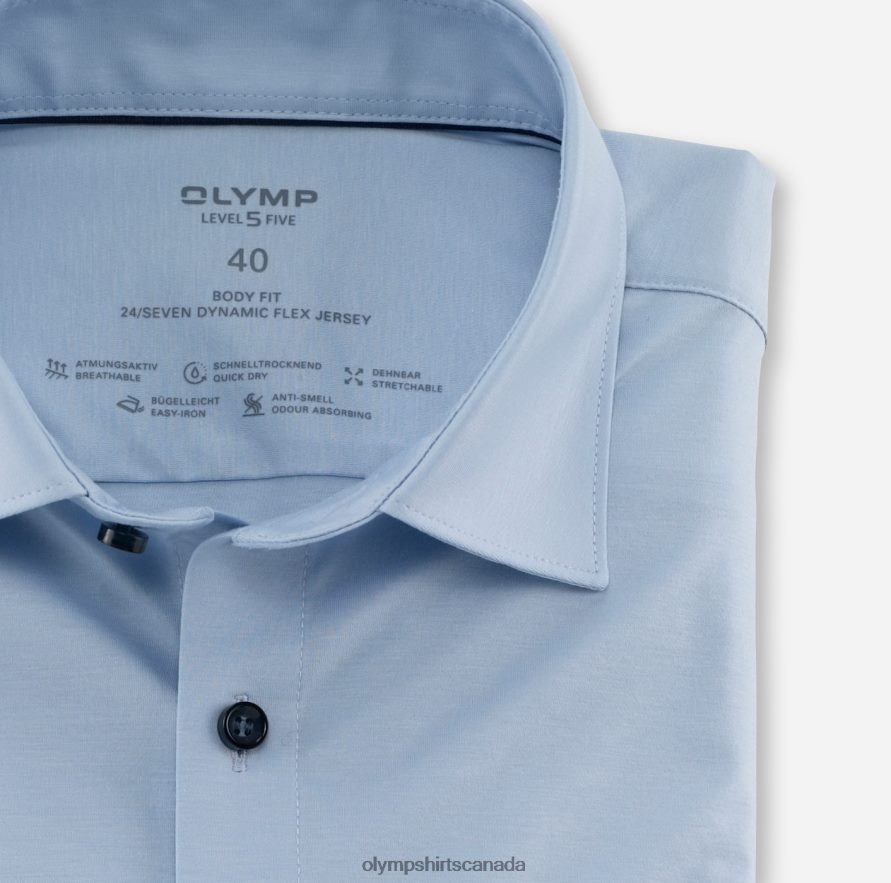OLYMP Level Five 24/Seven Body Fit Business Shirt New York Kent Light Blue H2P42H383 Clothing