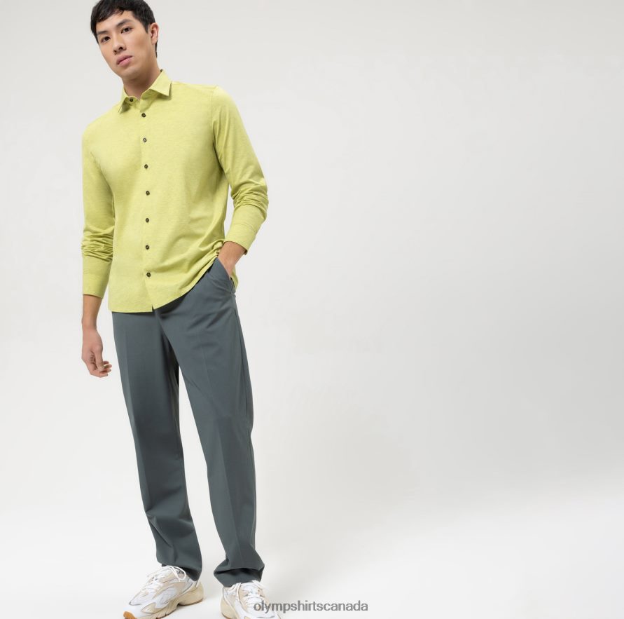 OLYMP Level Five 24/Seven Body Fit Business Shirt New York Kent Light Green H2P42H395 Clothing