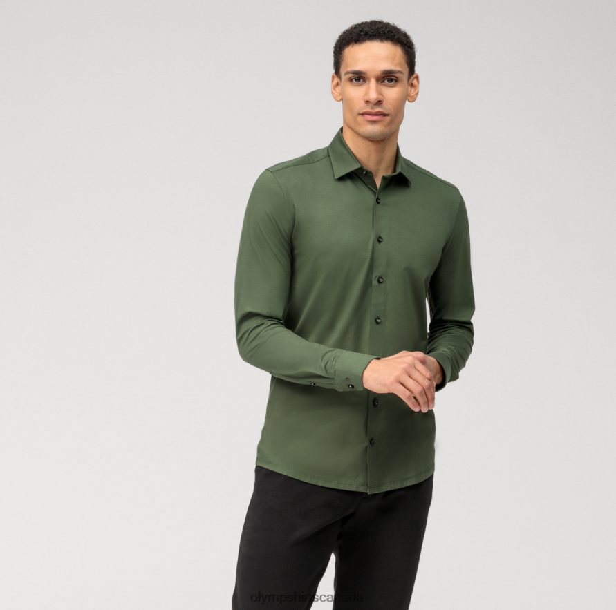 OLYMP Level Five 24/Seven Body Fit Business Shirt New York Kent Putty H2P42H484 Clothing