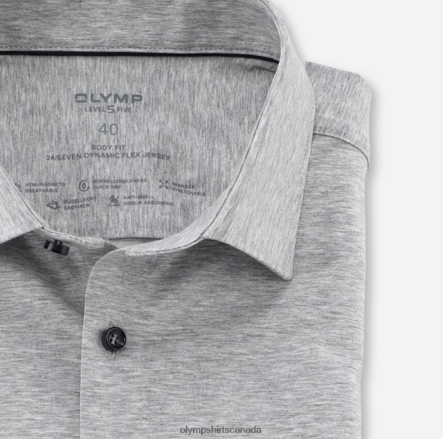 OLYMP Level Five 24/Seven Body Fit Business Shirt New York Kent Silver Grey H2P42H413 Clothing