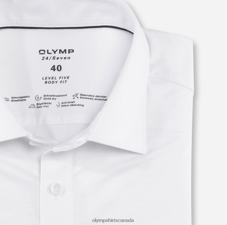 OLYMP Level Five 24/Seven Body Fit Business Shirt New York Kent White H2P42H403 Clothing