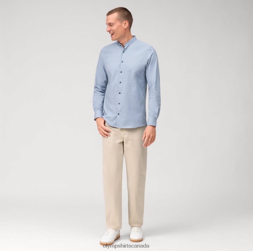 OLYMP Level Five 24/Seven Body Fit Business Shirt Stand-Up Collar Bleu H2P42H434 Clothing